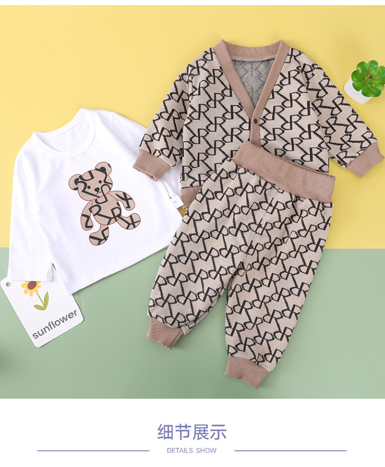婴儿春秋装衣服男童女宝宝套装棉连体衣新生儿洋气开衫裤子三件套详情12