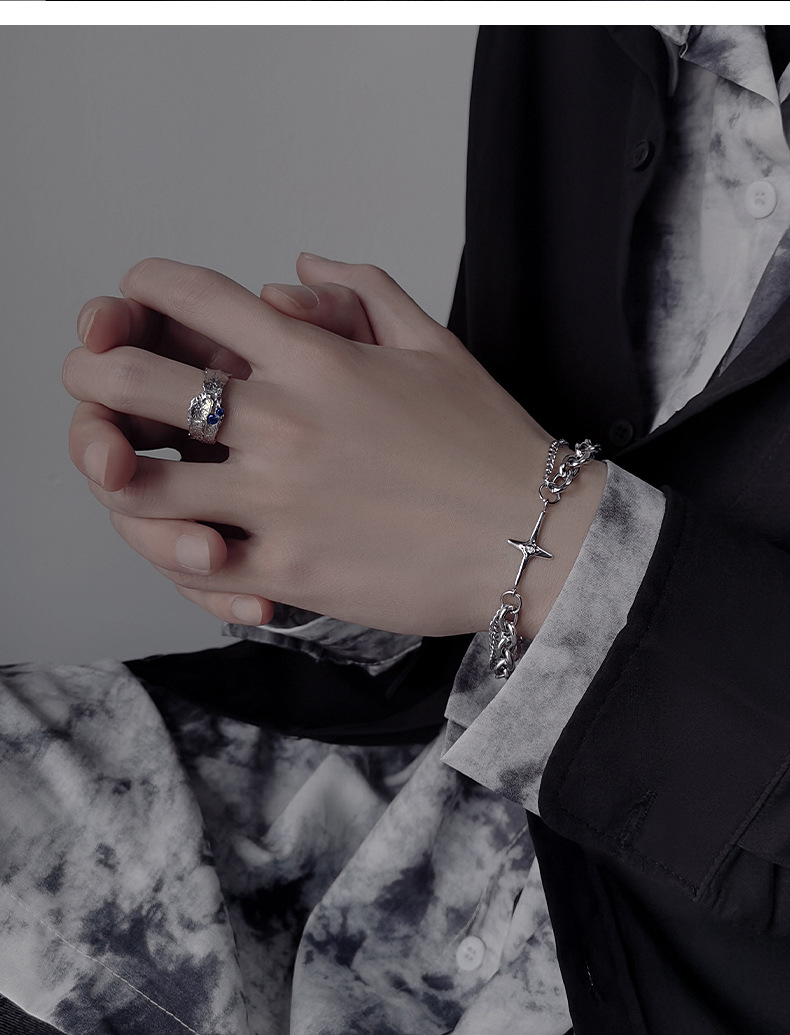 Starlight titanium steel bracelet: A trendy and retro Instagram niche design for men and a cool hip-hop accessory for women pic 5