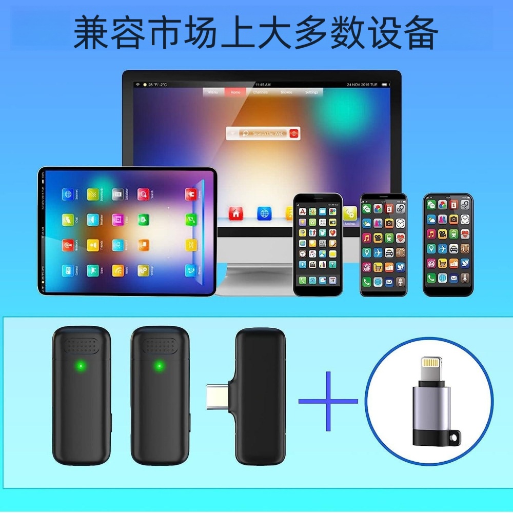 无线领夹麦克风K6跨境厂家一拖二数显充电仓无线直播麦降噪麦克风详情5