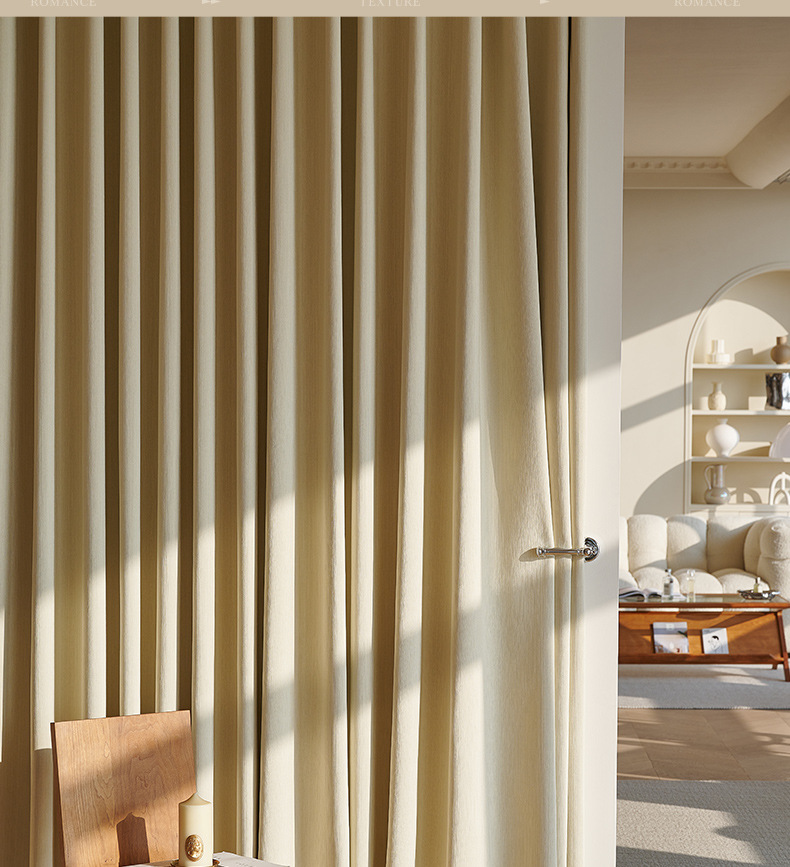 The 2022 new style of high-end, elegant, simple, modern, light-blocking, light luxury, high-temperature set and small fine wrinkle curtains for living rooms and bedrooms pic 21