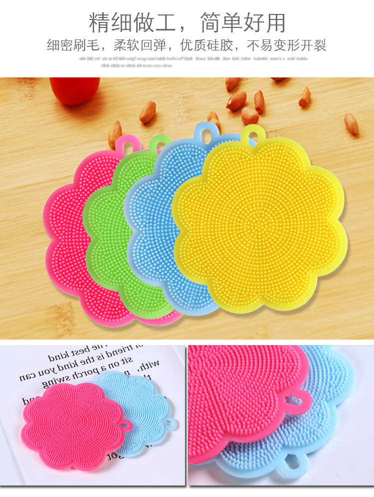 Kitchen multi-functional wonder: Silicone brush, dishcloth, dish scrubber, scouring pad, oil-free cleaning cloth, heat insulation pad pic 7