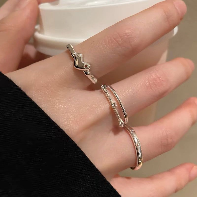 爱心素圈锆石开口戒指女小众设计冷淡风指环轻奢高级感个性食指戒详情1