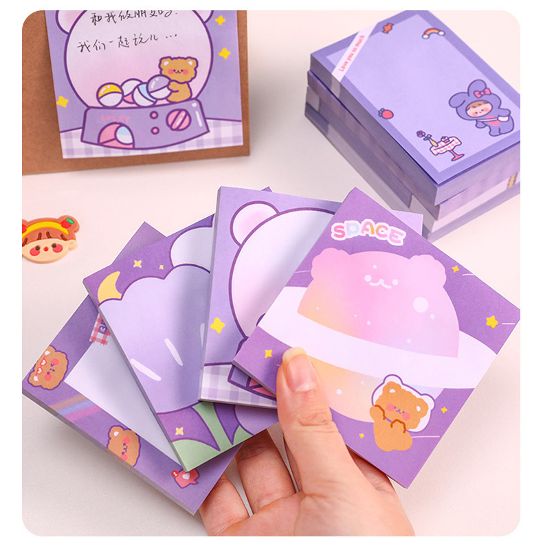 Little Rabbit and Little Bear sticky Notes on Instagram, high appearance level, girlish heart, can be stuck N times, student message notes, memo notes notebook pic 13