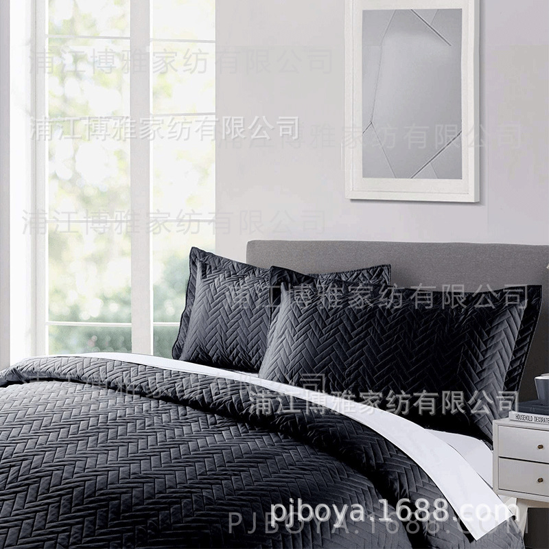 Boya Wholesale Fleece 3D ultrasonic Spring and Summer plain pillowcase, embossed cotton fabric embroidered washed quilt, pillowcase quilting pic 23