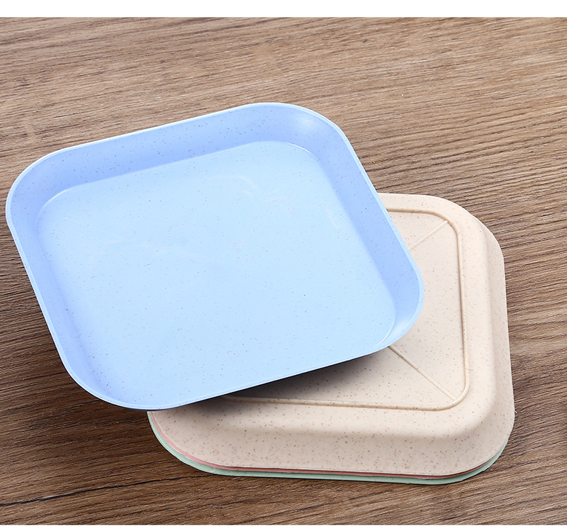 Wheat straw bone-spitting plate, bone-spitting plate, square dried fruit and fruit snack plate, seasoning plate, plate pic 6