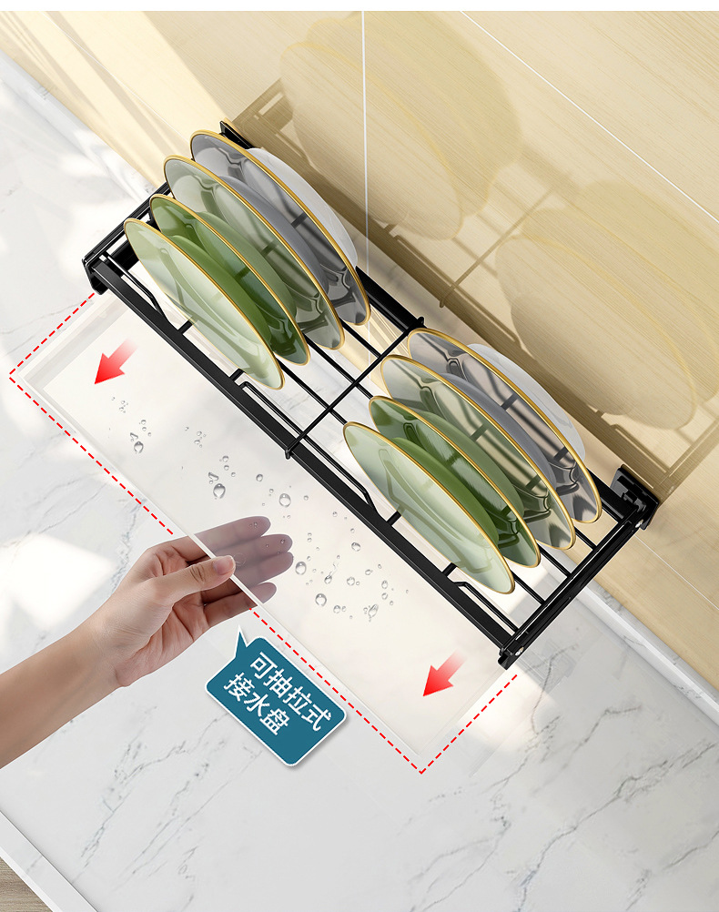 Draining bowl rack, stainless steel single-layer bowl rack, wall-mounted bowl rack, plate rack, storage rack, kitchen storage, cross-border dish rack pic 15