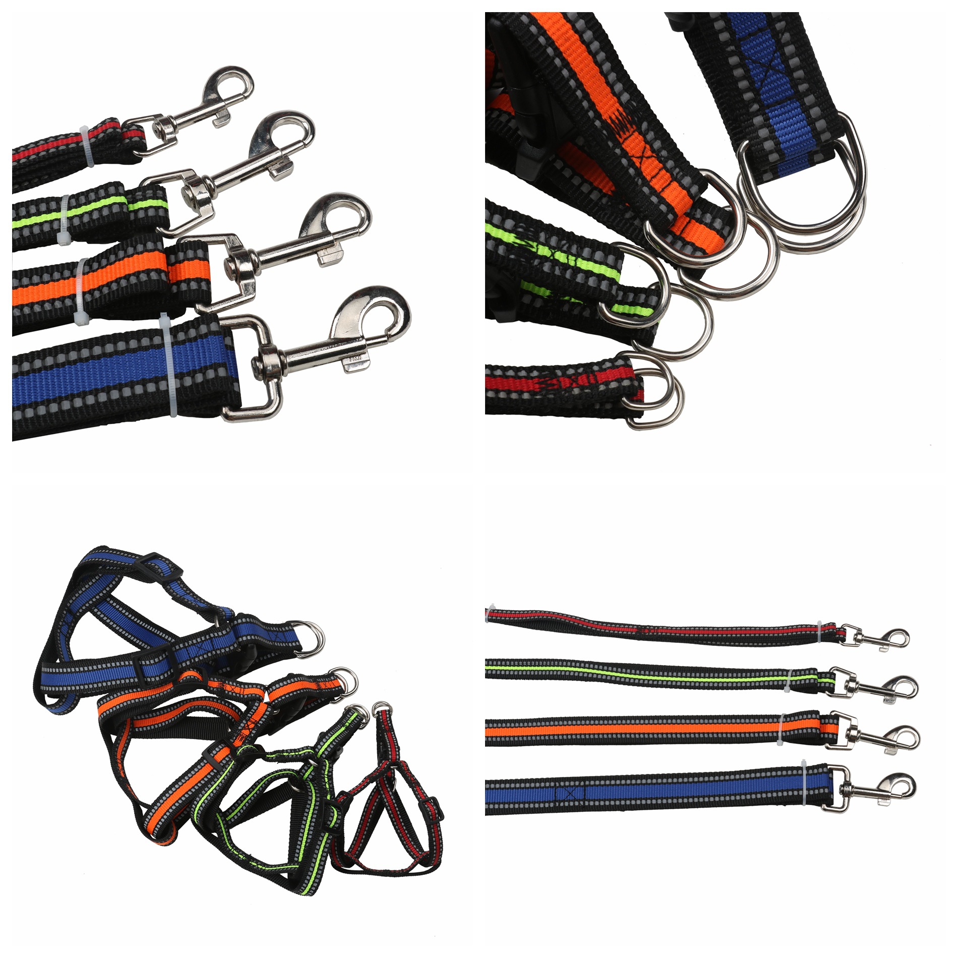 Pet dog leash, double-line reflective silk nylon leash, chest and back strap, small and medium-sized dog walking leash, dog chain, collar pic 13