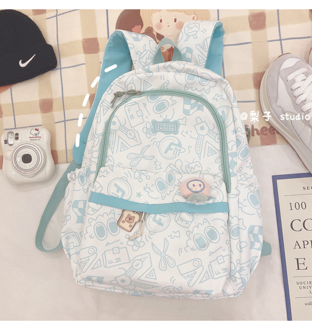 Japanese-style schoolbag for girls, Instagram, niche Harajuku graffiti design backpack, large-capacity backpack for junior high school, senior high school and college students pic 12