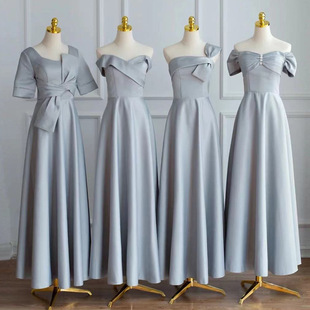 香槟色伴娘服2022年新款秋季仙气姐妹团显瘦晚礼服裙艺考演出礼服详情2