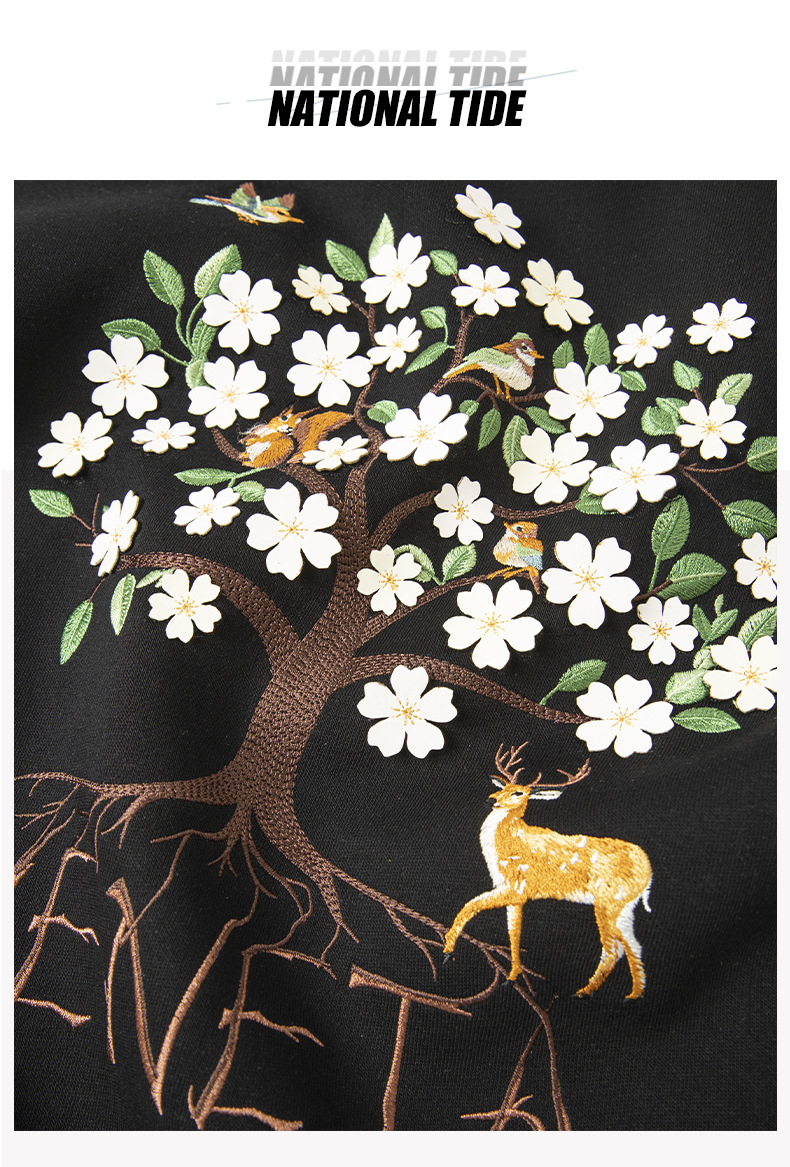 国潮轻奢光变花朵树重工刺绣舒适长袖圆领男装卫衣秋冬款时尚上衣详情10