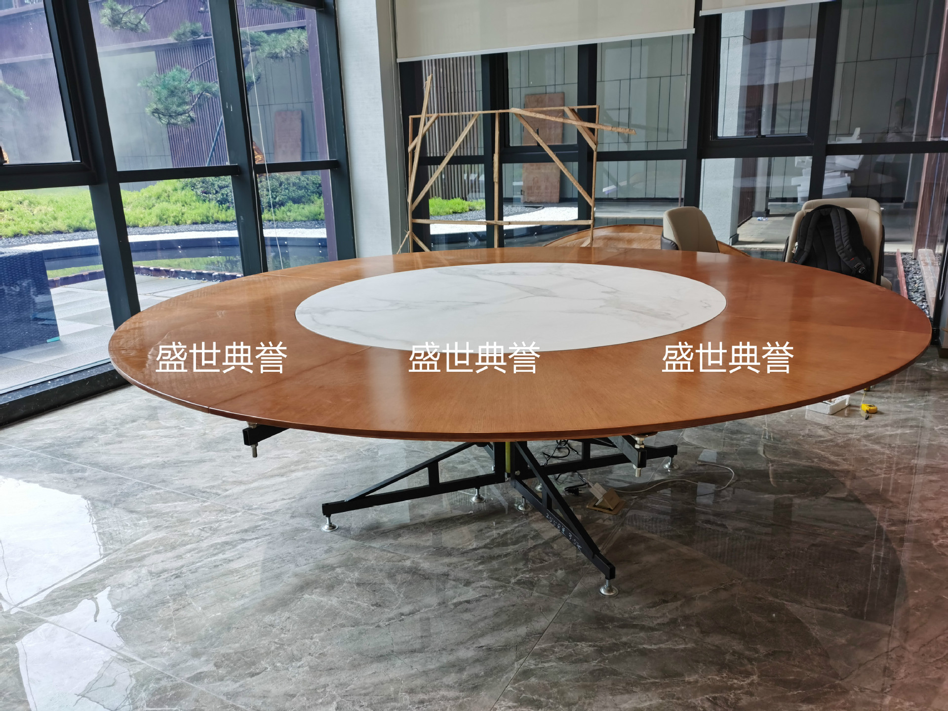 Nantong Seafood Hotel solid wood dining table, restaurant luxury private room, light luxury electric round table, club electric revolving table pic 8
