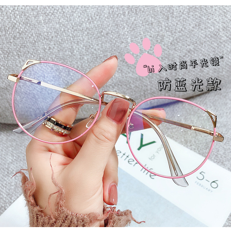 The new metal-framed cat ear anti-blue light retro glasses are suitable for wholesale of myopia glasses for male and female middle school students. The full-frame design makes them more personalized pic 5