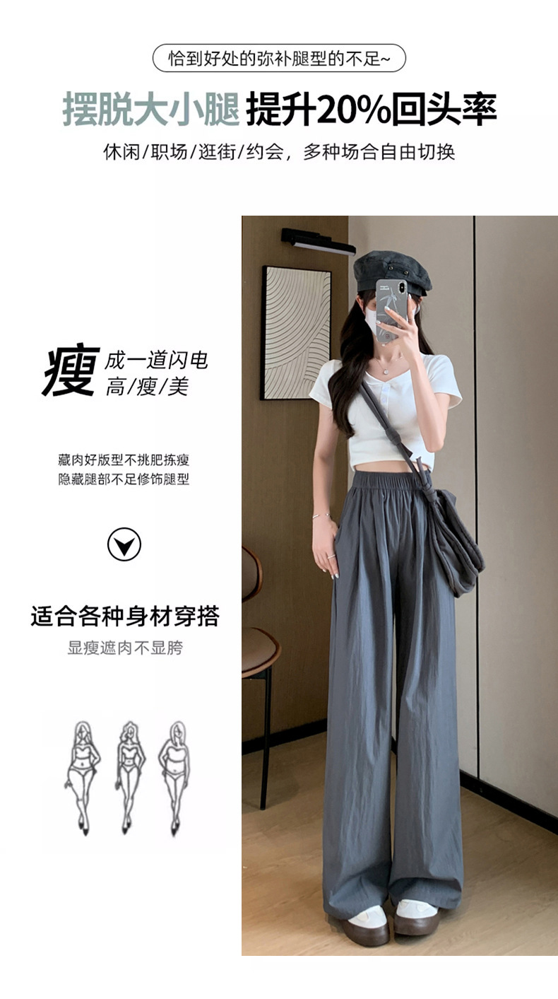 Ice silk wide-leg pants for women in summer, thin, high-waisted, straight-leg, pleated cotton and linen casual pants, cool and laid-back Yamamoto pants pic 24