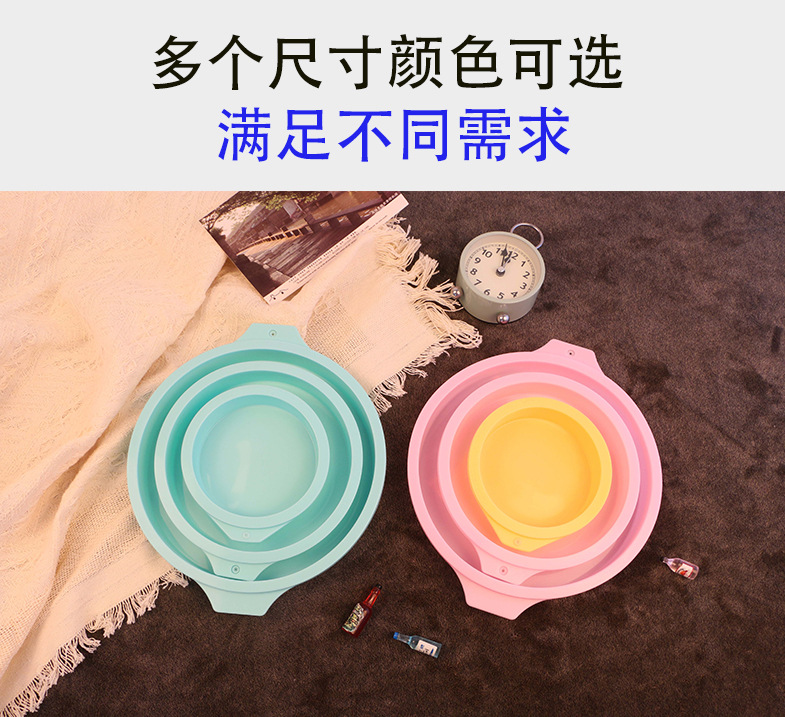 4寸6寸8寸彩虹硅胶烘焙蛋糕模具 分层圆形烤盘 硅胶碗 一体式蛋糕胚制作工具 高温耐用易清洗详情9
