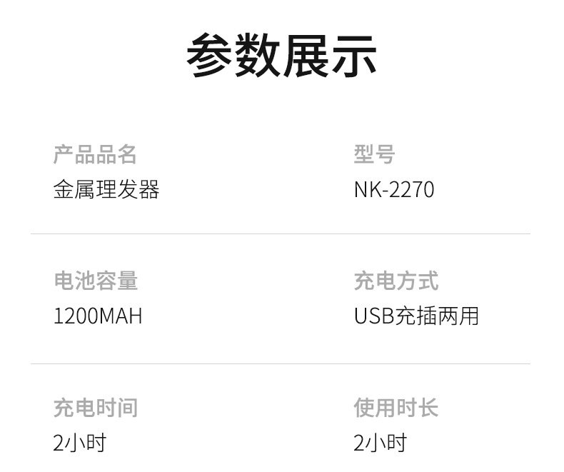 跨境新款液晶理发工具理发器专业电推剪金属油头推理发剪全身水洗NIKAI详情9