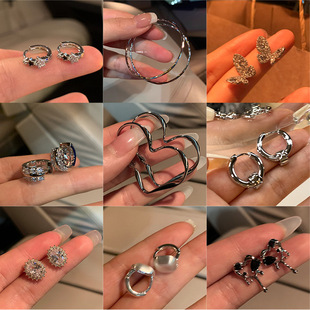 2025新款爆款925银针素圈耳环女高级感欧美夸张耳圈耳扣圈圈耳饰详情11