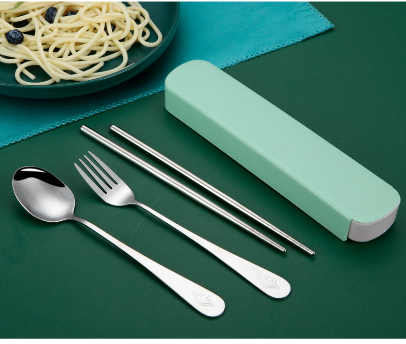 A complete set of tableware, including stainless steel spoons and chopsticks, portable tableware set, a set of chopsticks and spoons, and a three-piece set of knives and forks pic 24