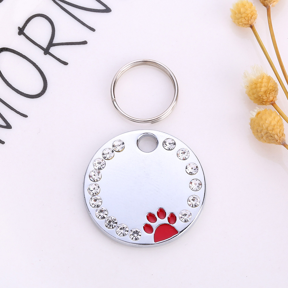 Pet accessories: Multi-color oil drip, foot print, pet dog tag, outdoor anti-loss engraved with diamond cat necklace pendant pic 8