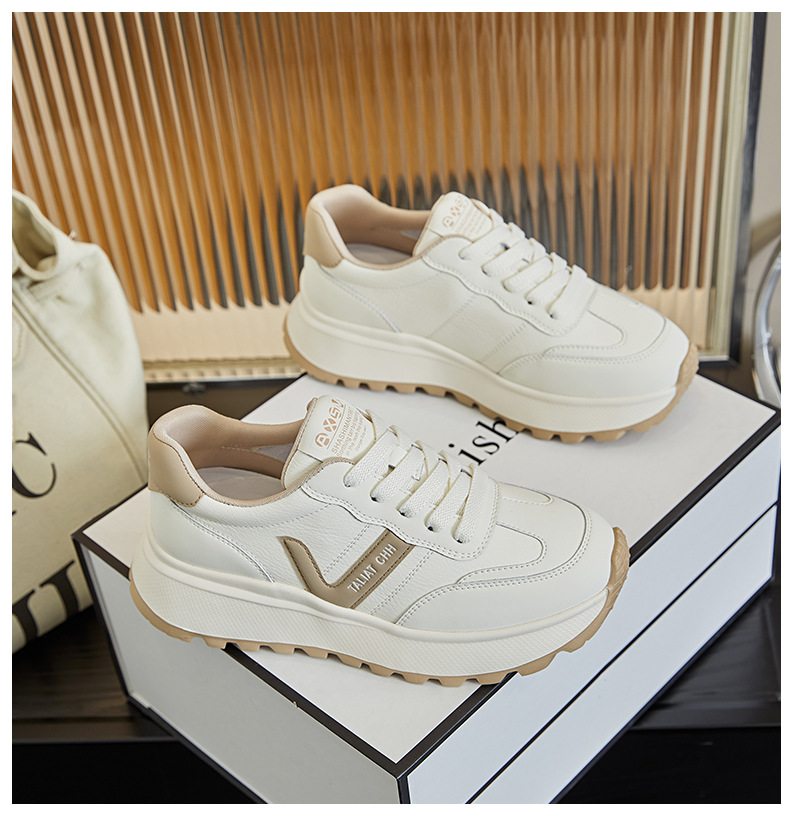 发泡底真皮阿甘鞋2025春季新款厚底增高运动鞋休闲女鞋百搭小白鞋详情35