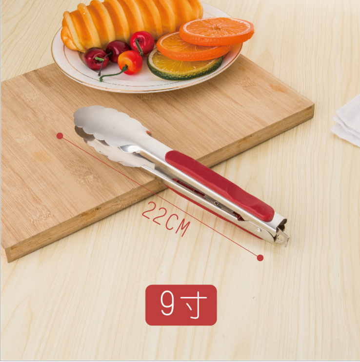 Non-magnetic stainless steel bread tongs, red-handled heat-resistant food tongs, multi-functional food tongs, gift carbon tongs, buffet tongs, barbecue tongs, bread tongs, food tongs, snack tongs, dessert tongs pic 8