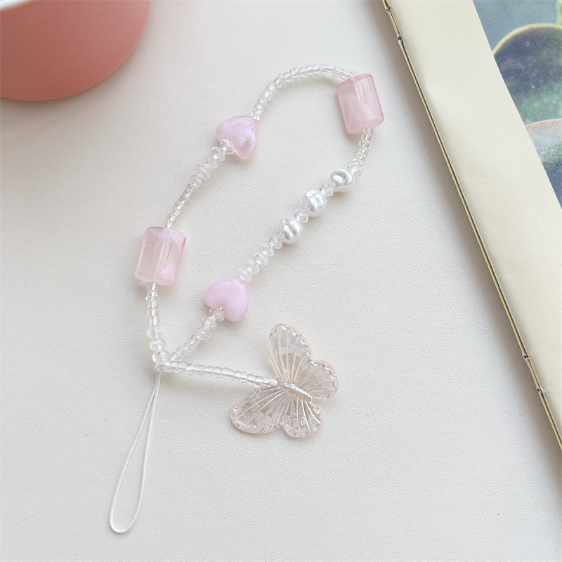 新款ins风甜美樱花粉色爱心短款手腕绳手机壳配饰ccd相机挂链挂饰详情4