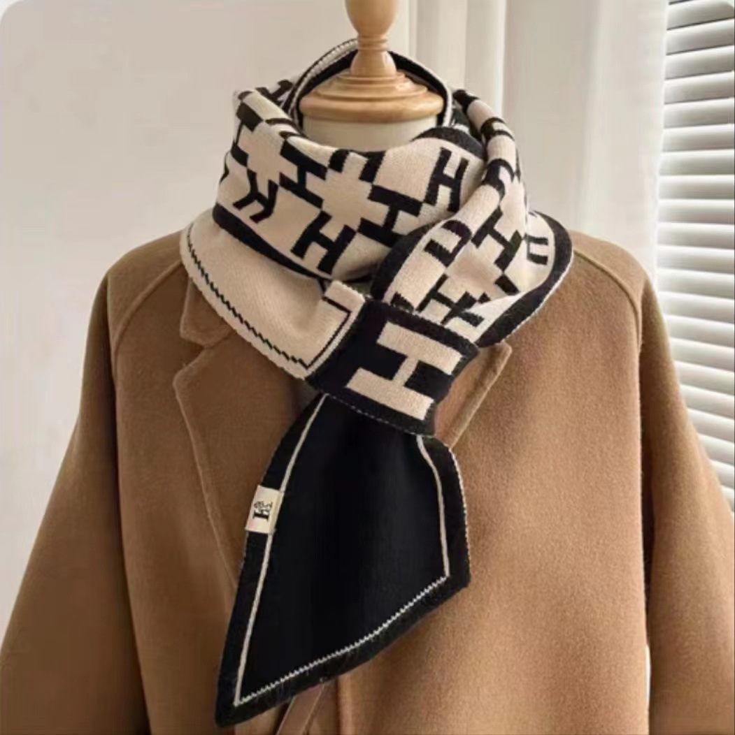 秋冬季韩版新款加厚双面千鸟格百搭保暖围巾氛围学生日韩系简约格详情10