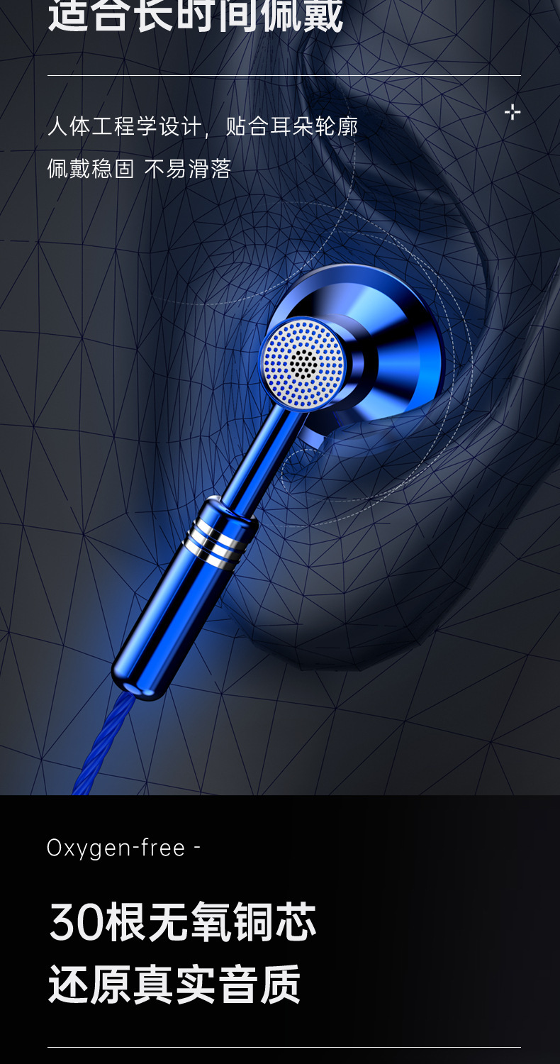 New wire-controlled wired headphones, metal headsets, semi-in-ear headphones, and low-frequency mobile phone earbuds are in stock and available for wholesale pic 24