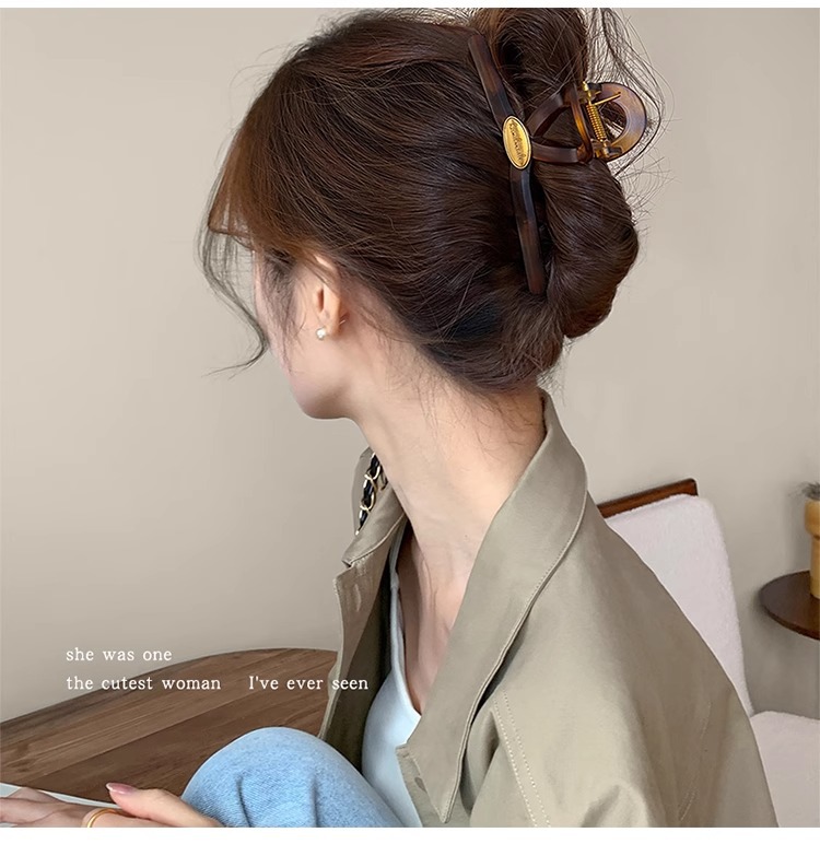 玳瑁色发夹女2024新款后脑勺抓夹春夏发卡夹子高级感鲨鱼夹头饰品详情6