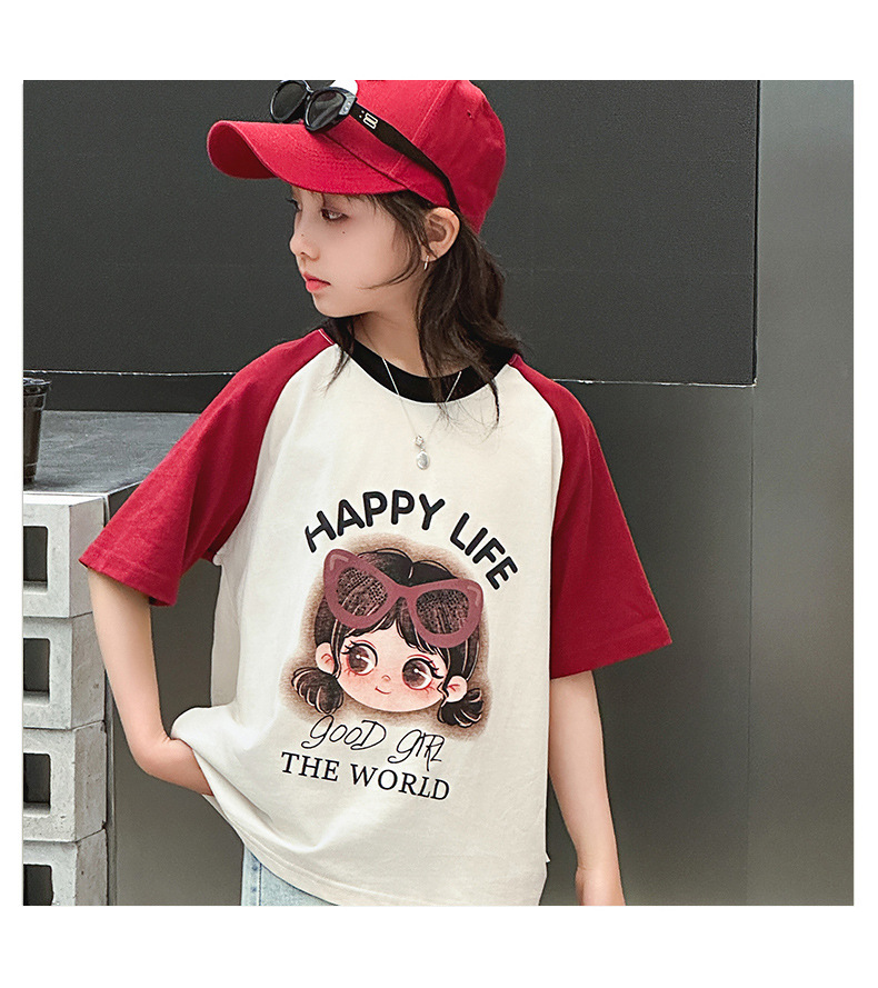 女童卡通T恤夏季2024新款女儿童纯棉上衣夏款中大童薄款短袖体恤详情9