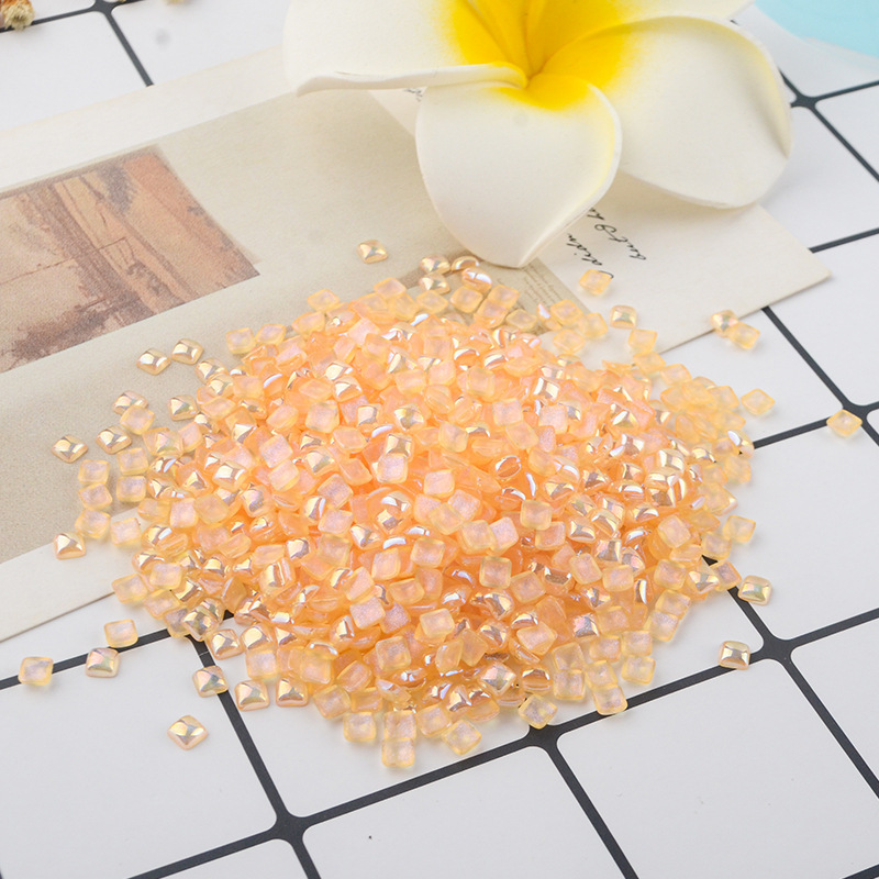 Wholesale of popular nail art accessories: Jelly mini ab color square resin flat bottom colorful irregular-shaped diamond nail art diamond pic 1