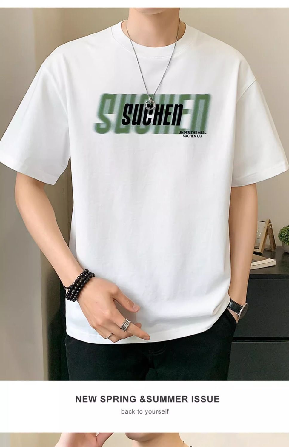 源头厂家24新款圆领男式印花短袖大码夏季宽松版潮牌网红半袖上衣详情12