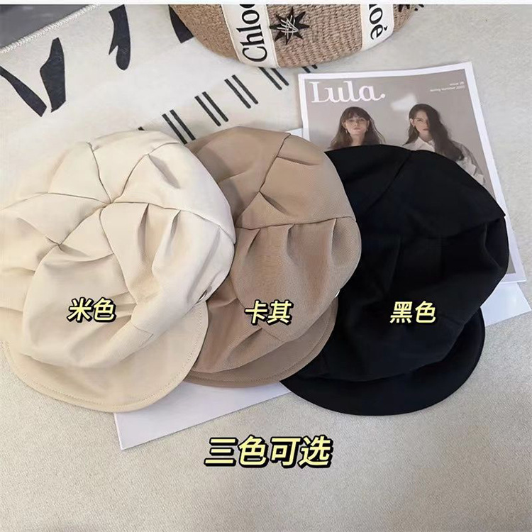 秋季日系简约褶皱八角帽子女时尚百搭鸭舌帽潮流显脸小贝雷云朵帽详情8