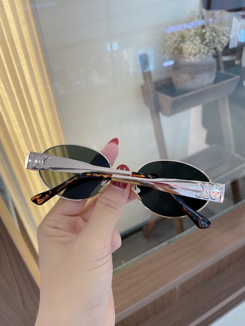 New cat-eye high-definition polarized glasses, oval-shaped personalized metal-framed sunglasses, fashionable and retro sunglasses for female Internet celebrities pic 20