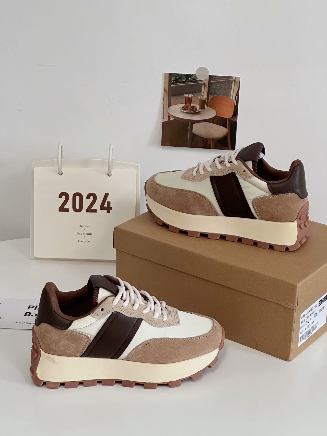 欧洲站2024春季新款时尚休闲百搭真皮复古厚底拼色系带运动鞋详情31