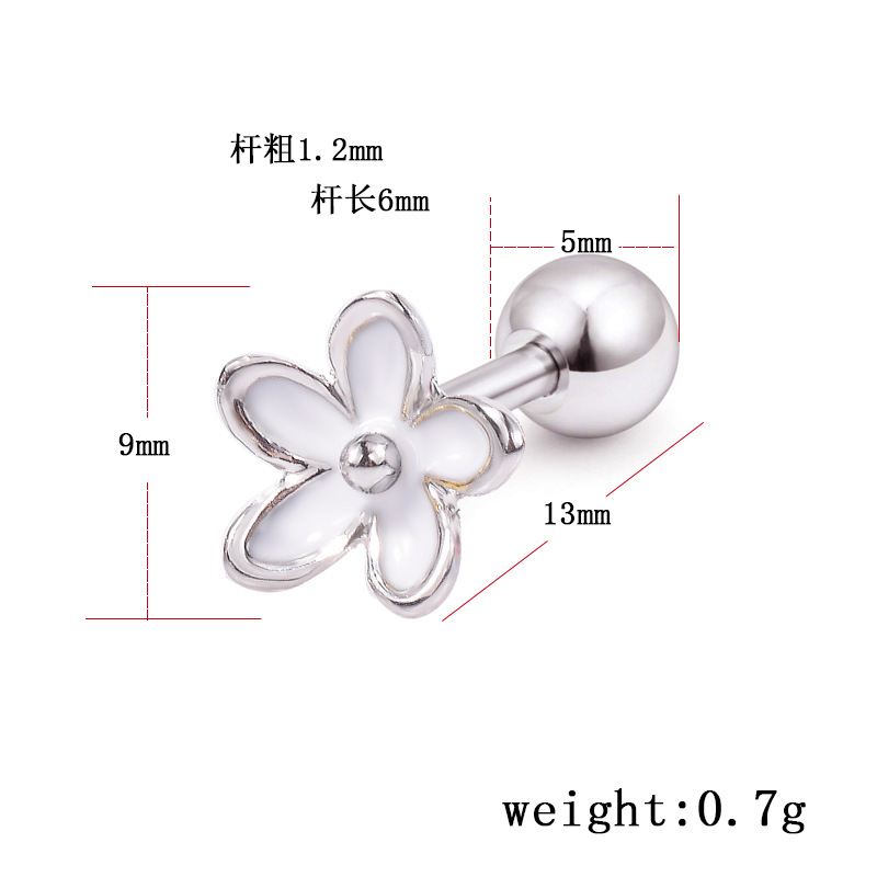 eBay 亚马逊不锈钢穿刺饰品 新款花朵锆石耳钉 小耳骨钉 耳环详情7