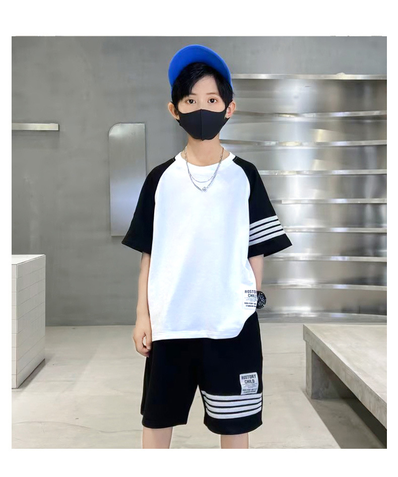 The 2022 new simple Korean version of the summer set for boys, made of pure cotton and thin, is cool and moisture-absorbing pic 10