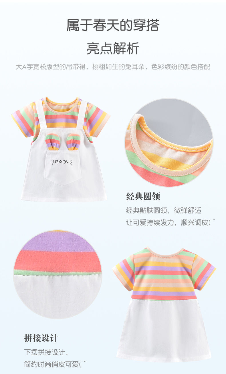 2023年新款女童连衣裙夏季新款洋气纯棉薄款夏天短袖女孩儿童裙子详情5