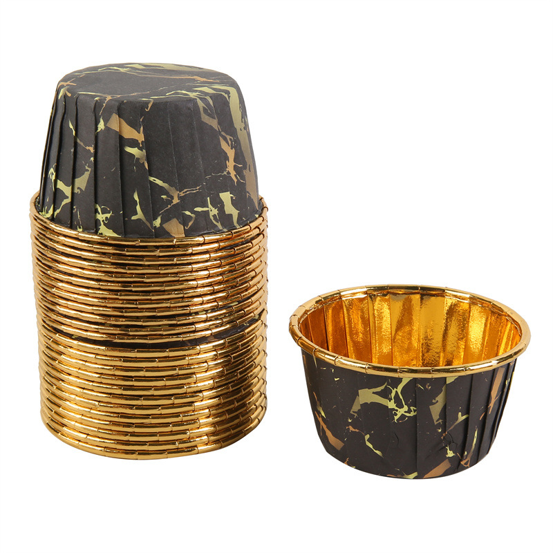 单面金大理石纹蛋糕纸杯耐高温蛋糕专用马芬杯一次性蛋糕纸托详情11