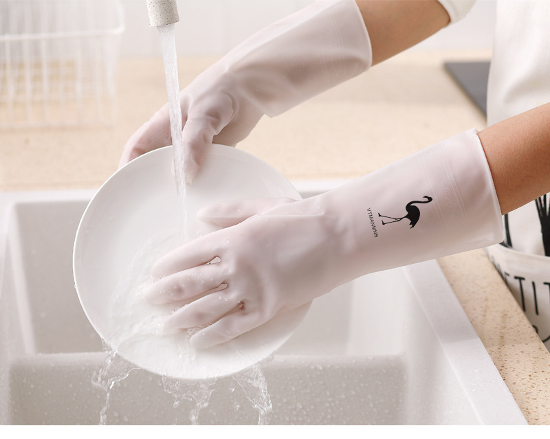 家务洗碗手套透白洗衣防水胶皮家用清洁橡胶防滑耐用薄款厨房批发详情5