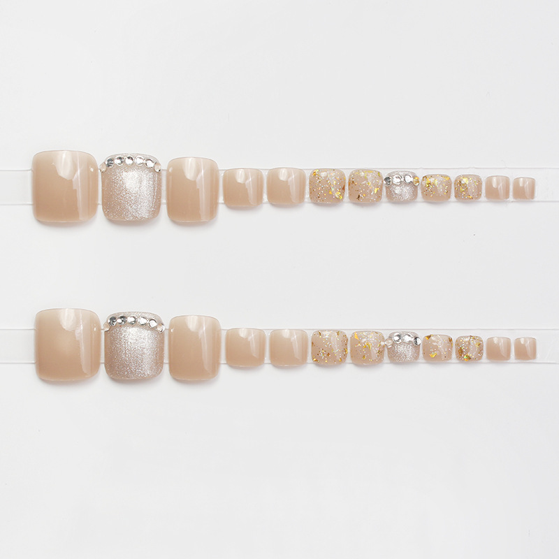 JZ-135 Wearable nail Art nail plate wholesale matte gold edge French toenail stickers detachable pieces waterproof toenails pic 9
