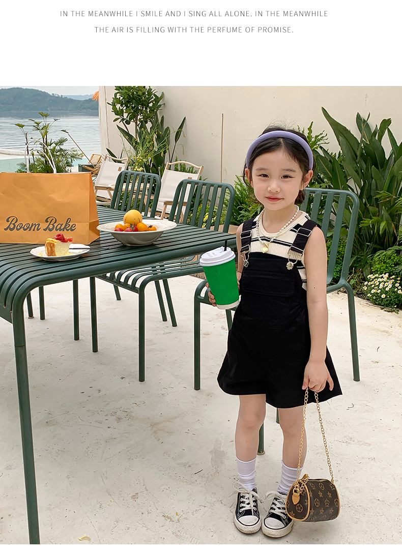 黑色背带裤女宝宝2023年新款夏季女童洋气牛仔裤儿童夏装韩国牛仔详情4