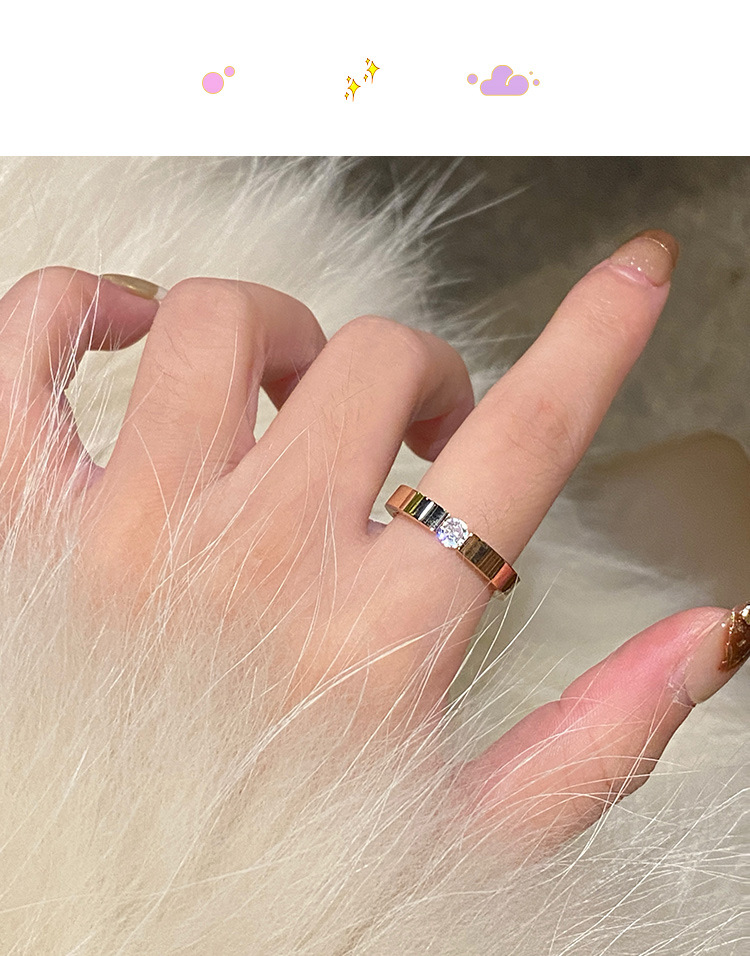 单钻锆石钛钢戒指女小众设计对戒素圈戒指女轻奢高级感尾戒食指环详情10