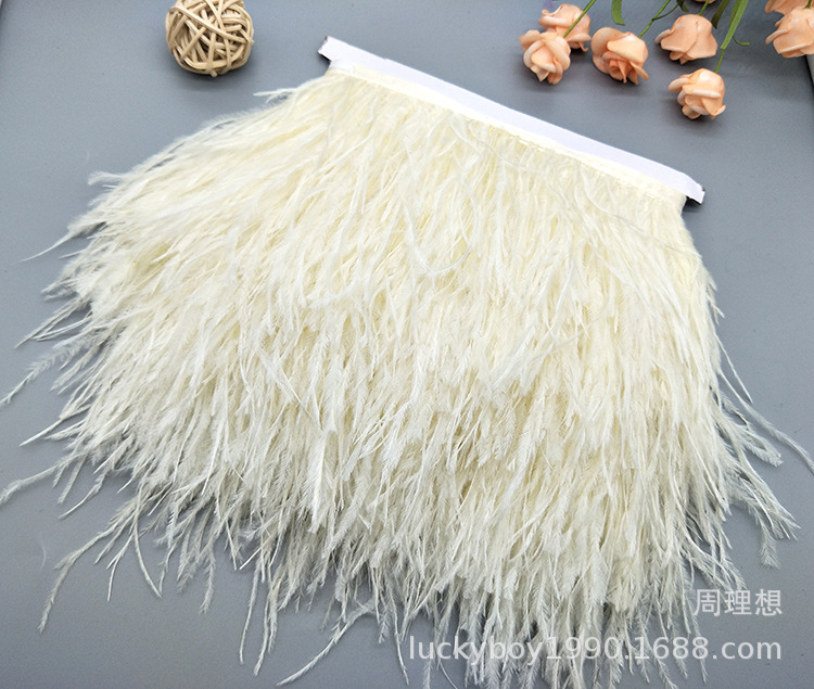 Wholesale 8-10 cm ostrich wool fabric edge colored feather fabric tape, clothing decoration tape fabric edge ostrich ribbon pic 36
