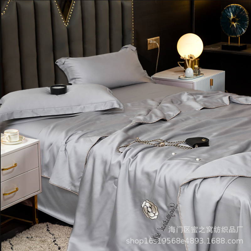 高端80支兰精天丝夏凉被床笠四件套裸睡可水洗冰丝空调被子薄夏被详情19