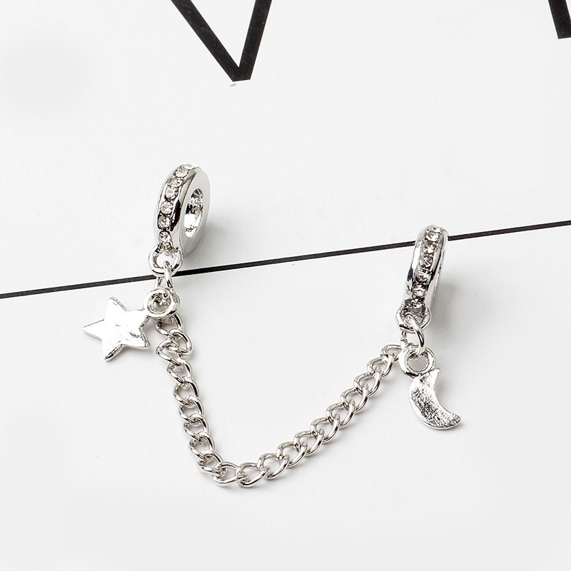 跨境新款diy小老鼠爱心安全链 合金镶钻大孔串珠手链饰品配件批发详情7