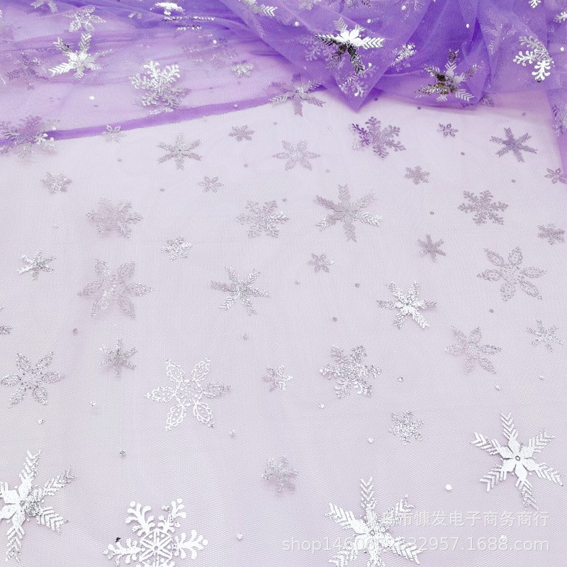 36A hexagonal silver embossed snowflake mesh fabric, stage costume fabric, diy handmade headwear accessories, hair flowers, props pic 8