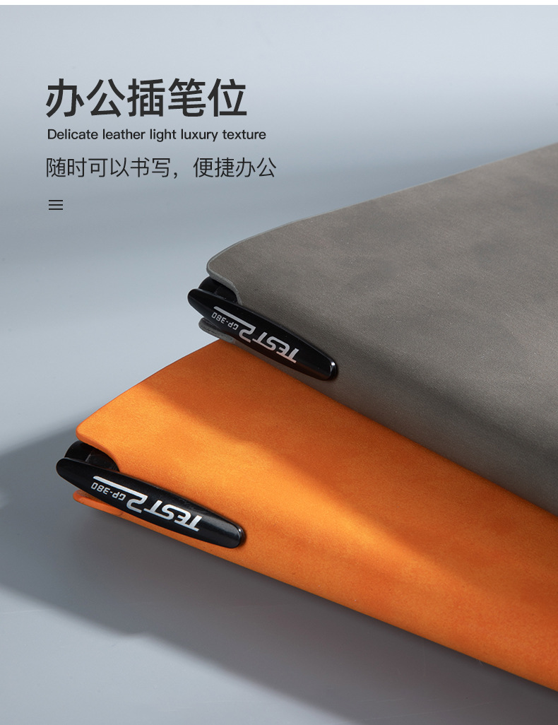 Customized logo thickened sheepskin notebook A5/A6 with side pen insert, simple business diary pic 10