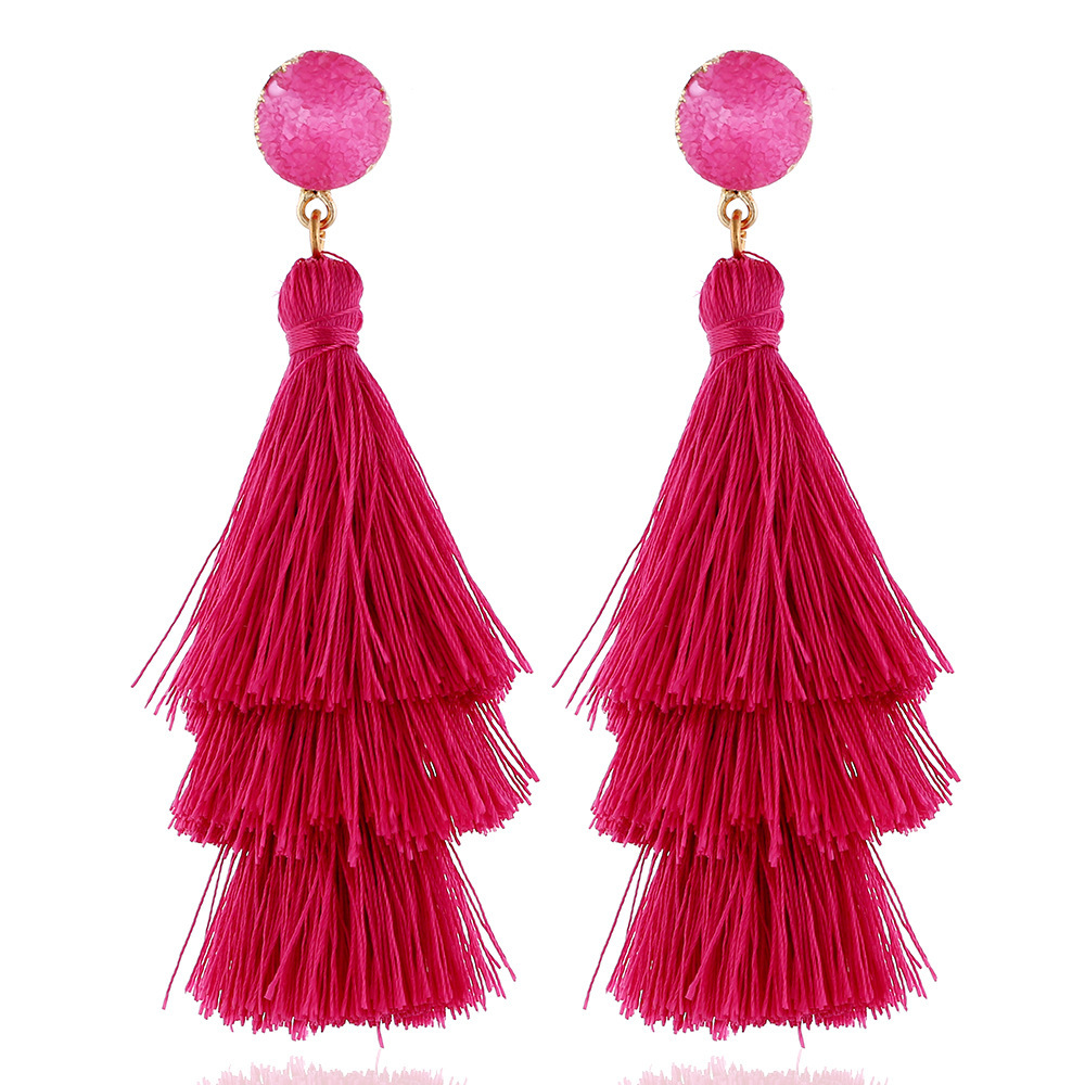 New cross-border earrings from Europe and America: Barbie pink best-selling set, rose red geometric versatile summer earrings for women with a vacation style pic 24