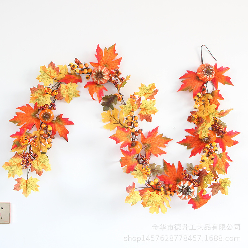 Desheng Cross-border E-commerce Factory Direct Sales, grateful for the harvest, Halloween supply, autumn maple leaves, pumpkins, willow leaves, and vines pic 1