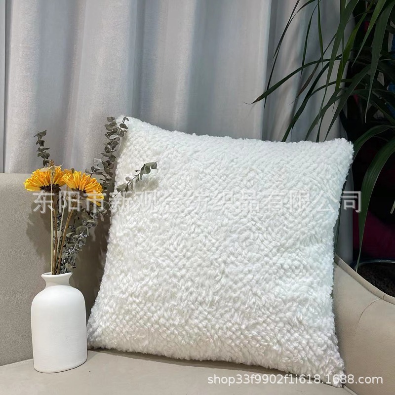 New plush sofa pillowcase, solid color simple wavy short fur pillow cover, yellow pillowcase wholesale pic 14